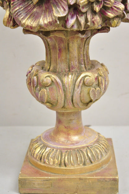 Vintage Italian Hollywood Regency Pink & Gold Ceramic Table Lamp by Brach Allen