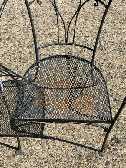 Salterini Style Wrought Iron Garden Patio Arm Chairs by Florentine Craft Studio
