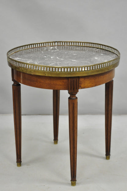 Antique French Louis XVI Round Marble Top Small Bouillotte Drinks Side Table