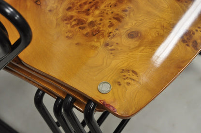 Josep Mora for Egoa Model 300 Mid Century Modern Burl Wood Arm Chair - Set of 4