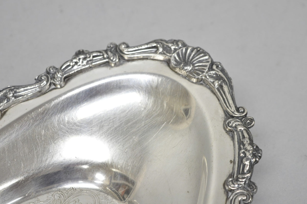 Vintage Victorian Style Silver Plated Oval 13.5" Trinket Serving Dish (C)