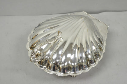 Vintage Regency Style Silver Plated Clam Shell Hinged Warmer with Floral Handle