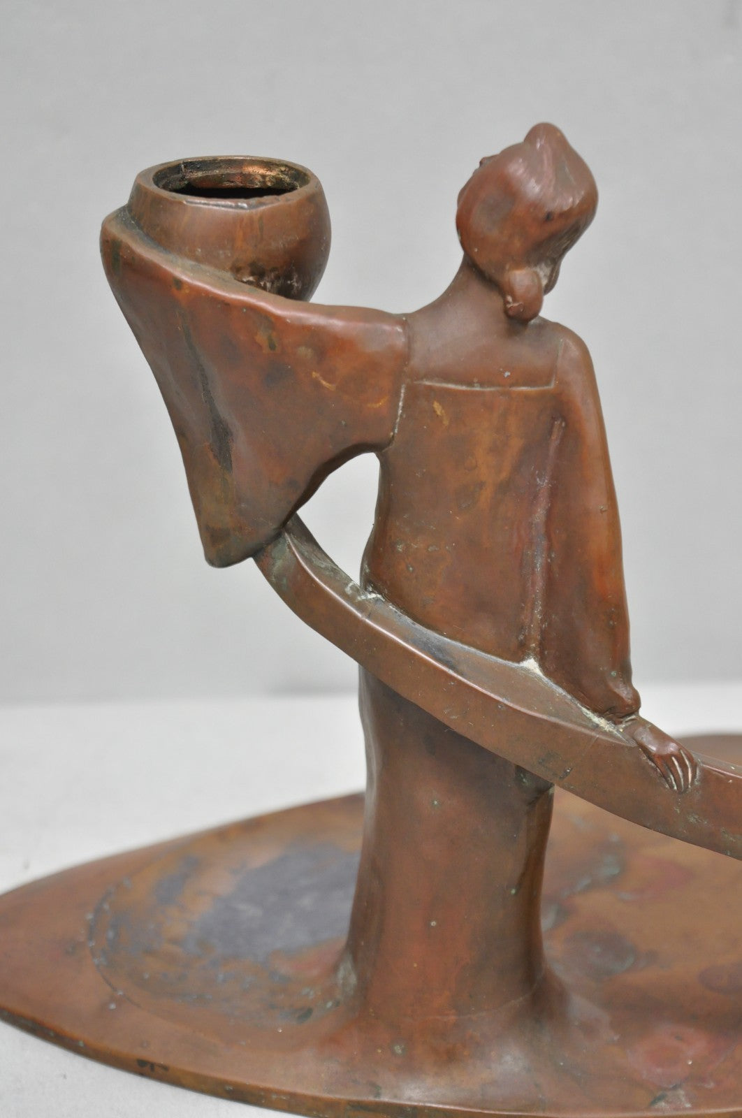 Antique Art Nouveau Austrian Bronze Woman Figural Sculpture Candlestick Holder