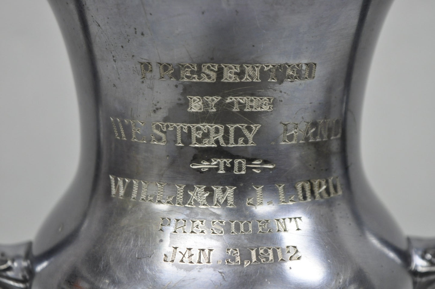 Antique Victorian Silver Plated Trophy Loving Cup Award "Westerly Band, 1912"