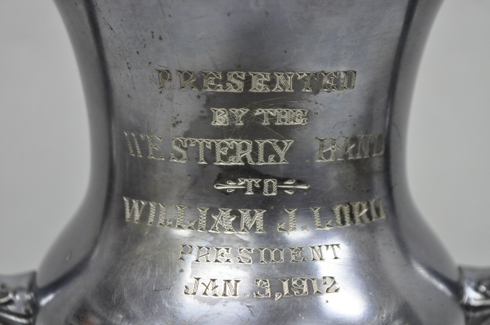 Antique Victorian Silver Plated Trophy Loving Cup Award "Westerly Band, 1912"