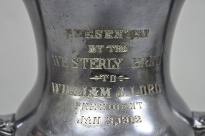 Antique Victorian Silver Plated Trophy Loving Cup Award "Westerly Band, 1912"