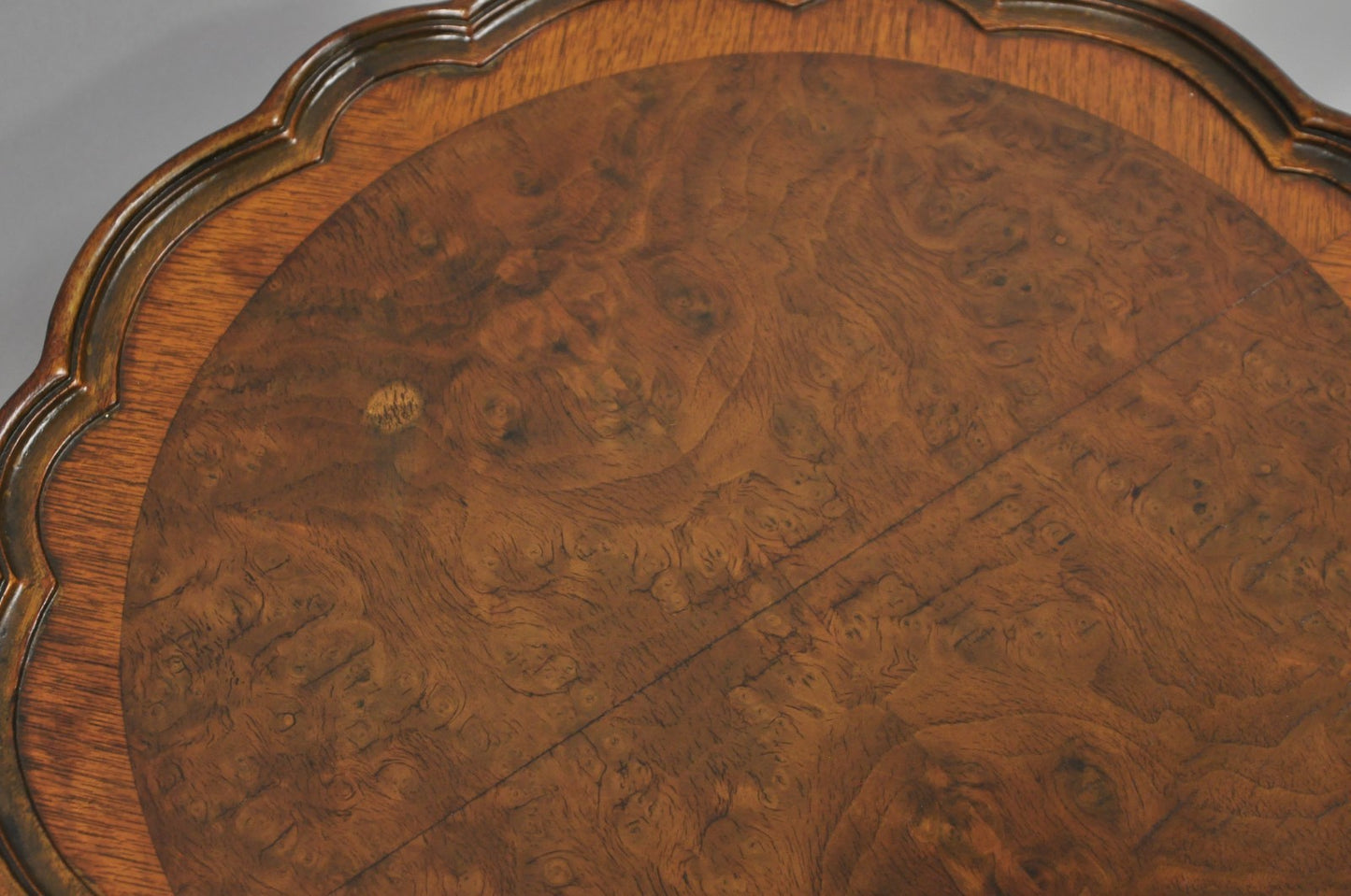 Antique French Louis XV Style Burl Walnut Small Pedestal Base Accent Side Table