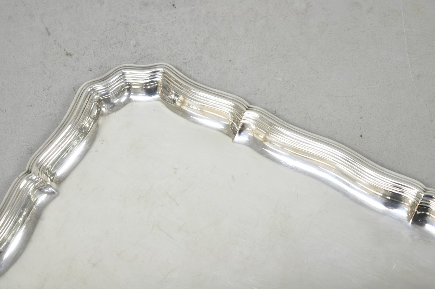 Vintage English Edwardian Silver Plated Scalloped Small Bar Trinket Dish Tray