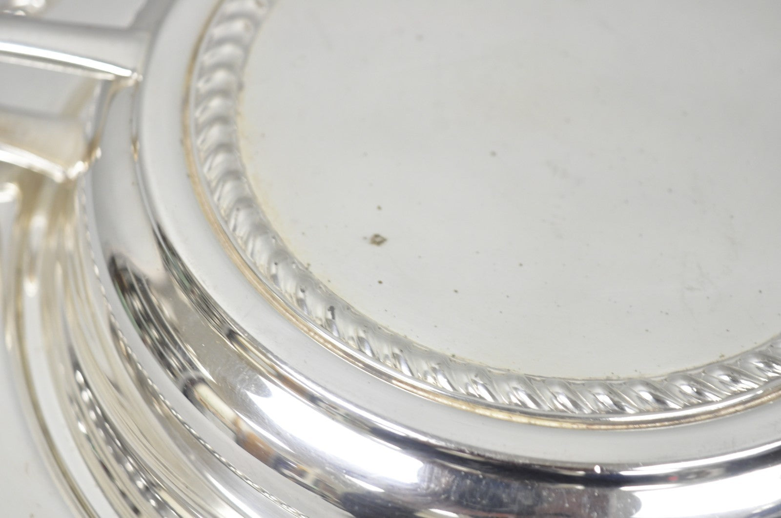 Vintage English Regency Style Round Covered Silver Plated Serving Dish w/Divider