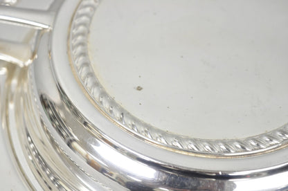 Vintage English Regency Style Round Covered Silver Plated Serving Dish w/Divider