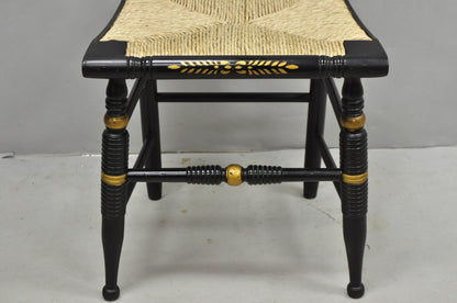 Vintage Nichols & Stone Hitchcock Harvest Stencil Painted Black Side Chair