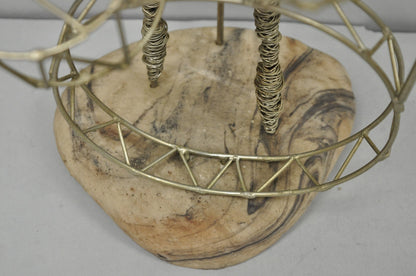 Vintage Mid Century Modern Brutalist Wire Musician Band Figure Sculpture - 2 Pc