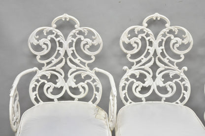 Vintage Art Nouveau Style Trojan Scrolling Cast Aluminum Dining Chairs Set of 4