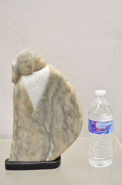 Ned Archuleta Native American Figural Woman Carved Alabaster Figure Sculpture