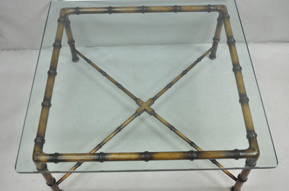 Vintage Hollywood Regency Chinese Chippendale Faux Bamboo Square Coffee Table