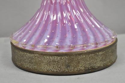 Vintage Italian Mid Century Modern Murano Pink & Purple Bubble Glass Table Lamp