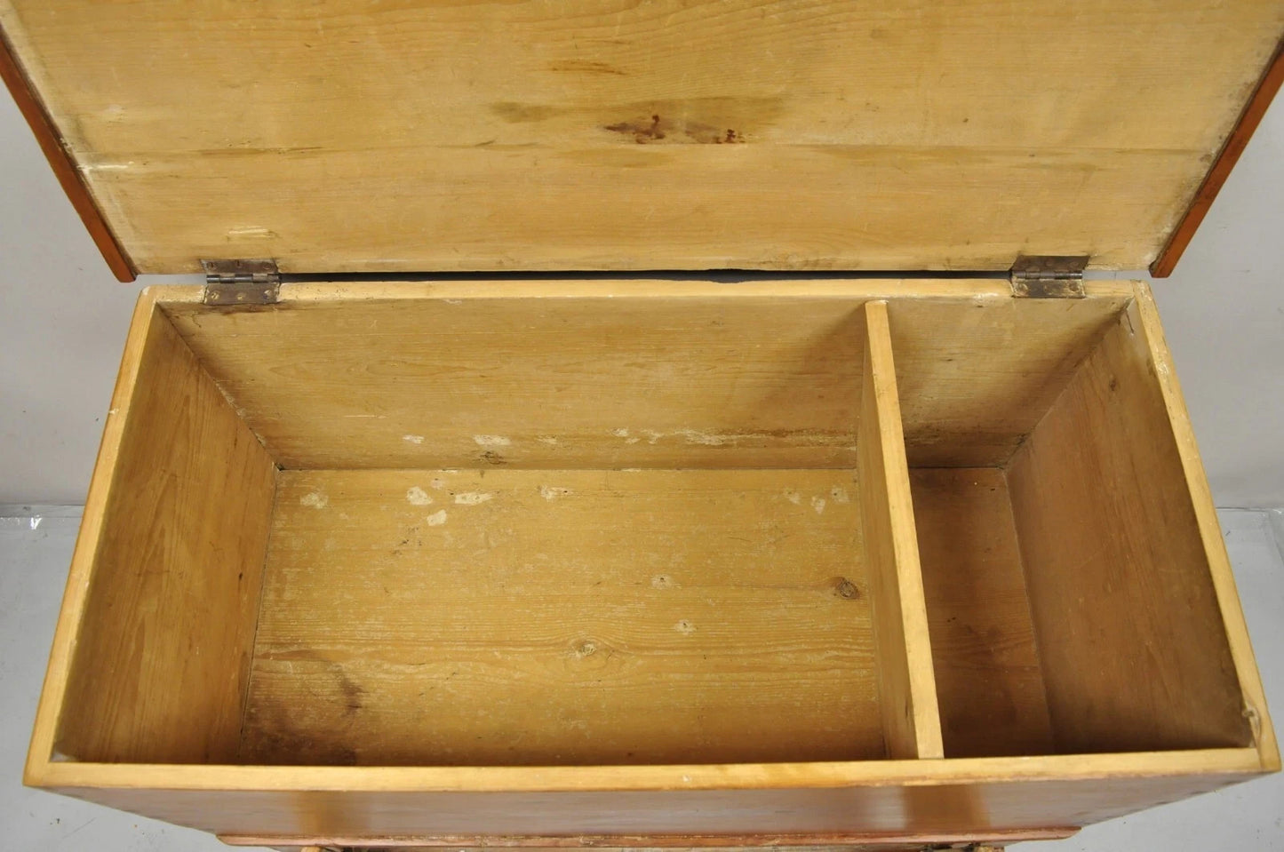 19th C. French Country Primitive Pine Wood 2 Tier Dovetailed Farmhouse Dough Box