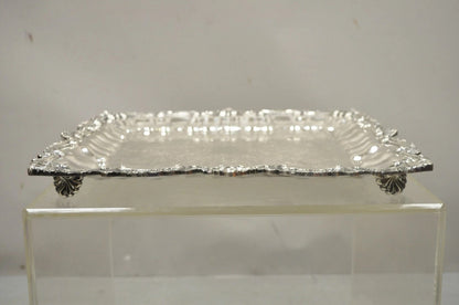 Vintage Chippendale by Wallace Silver Plated 16" Square Bar Platter Tray on Feet