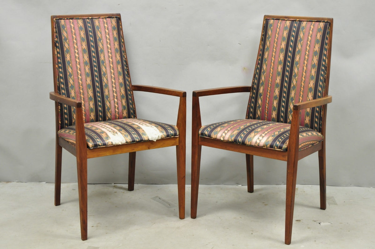Vintage Mid Century Modern Walnut Dining Room Chairs by Dillingham - Set of 6
