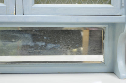 Antique Art Deco Medical Dental Cabinet Blue Painted w/Mirror and 22 Drawers