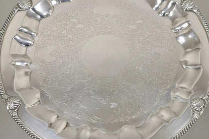 Vintage Federal Silver Co Silver Plated Round Twin Handle Bar Platter Tray