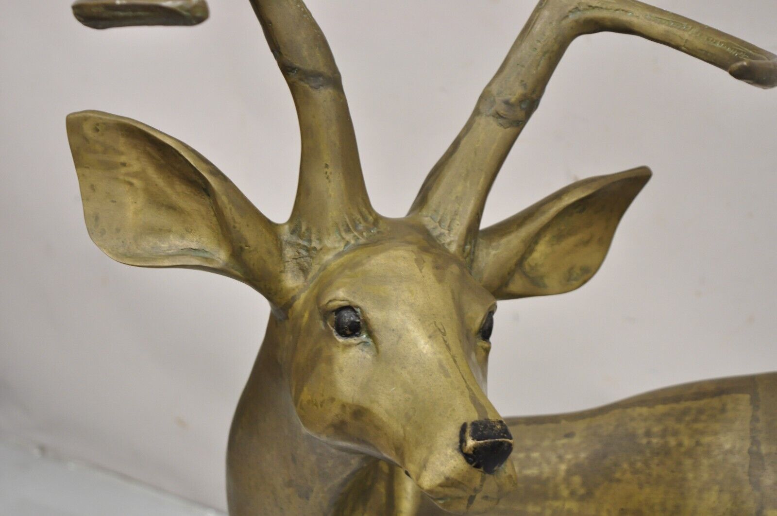 Vintage Large Hollywood Regency Brass Deer Stag Statue Sculpture