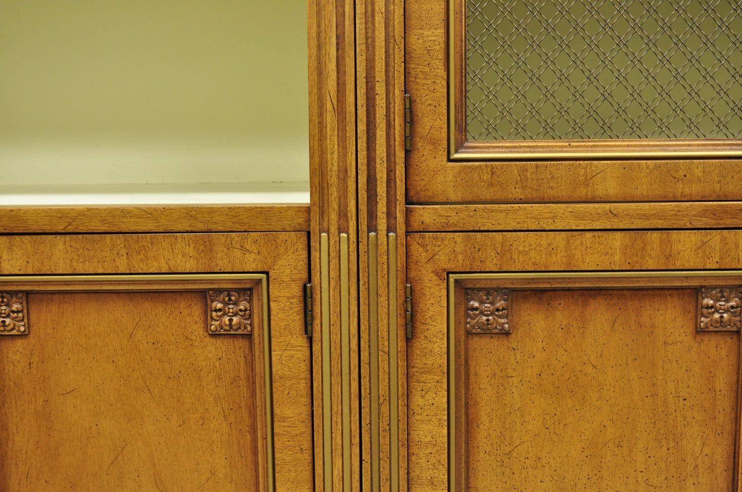 Henredon French Country Provincial Walnut Fruitwood 3 Pc Wall Unit Bookcase