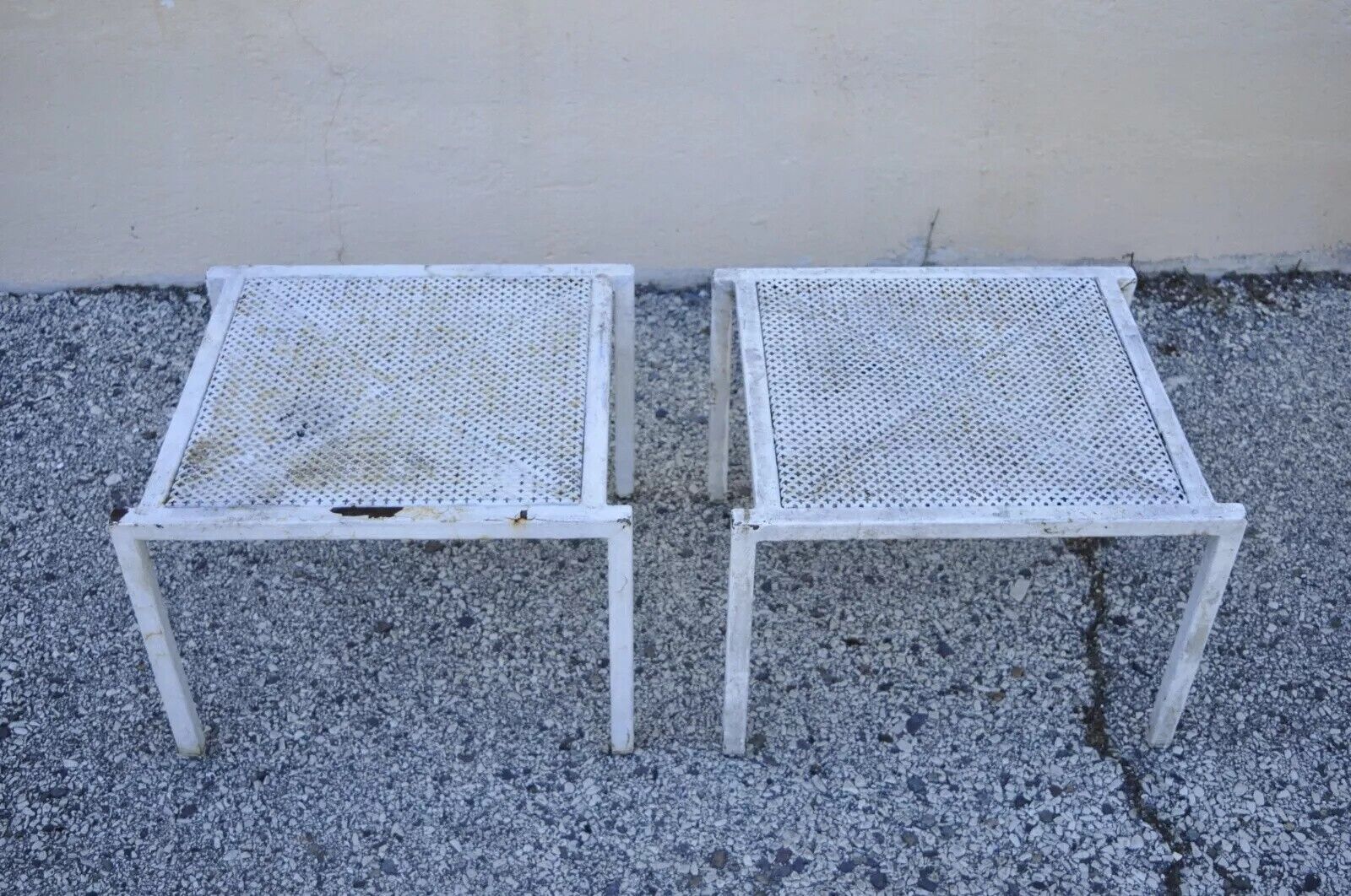Vintage Burgess England Mid Century Modern Iron Metal Patio Chair Set - 5 Pc Set