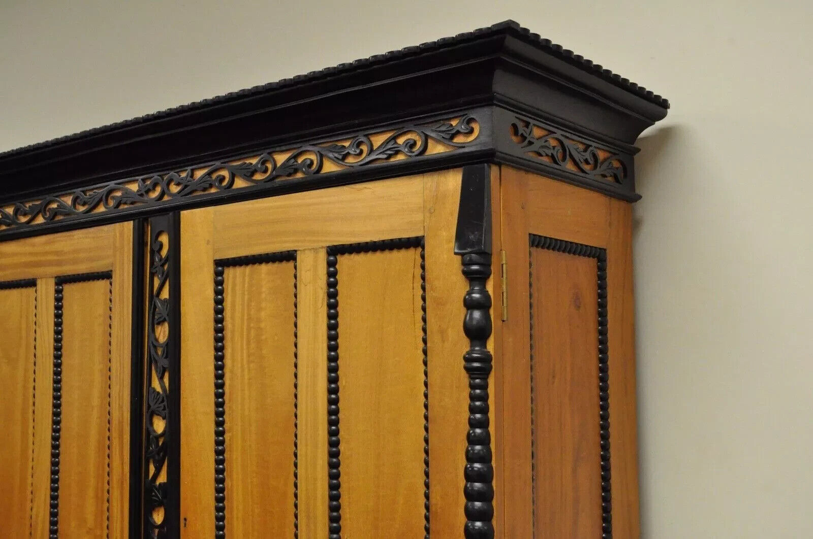 Ceylonese British Colonial Style Satinwood Ebony Mahogany Hutch Cupboard Cabinet
