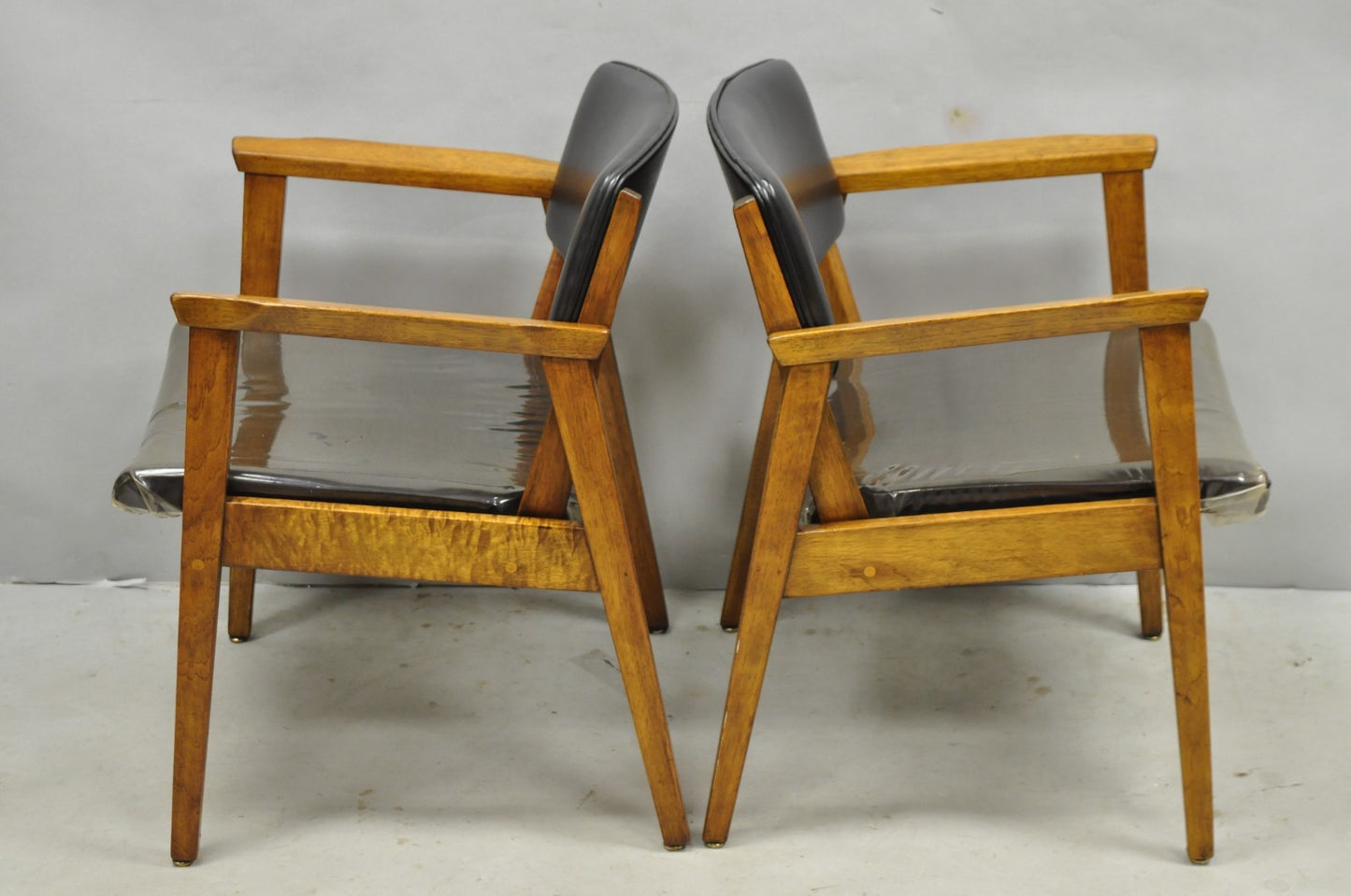 Vintage Boling Chair Co Mid Century Modern Walnut Lounge Arm Chairs (B) - Pair