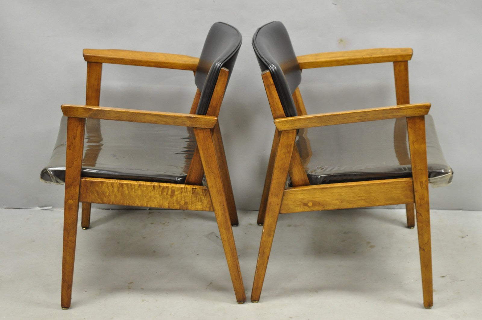 Vintage Boling Chair Co Mid Century Modern Walnut Lounge Arm Chairs (B) - Pair