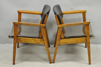 Vintage Boling Chair Co Mid Century Modern Walnut Lounge Arm Chairs (B) - Pair