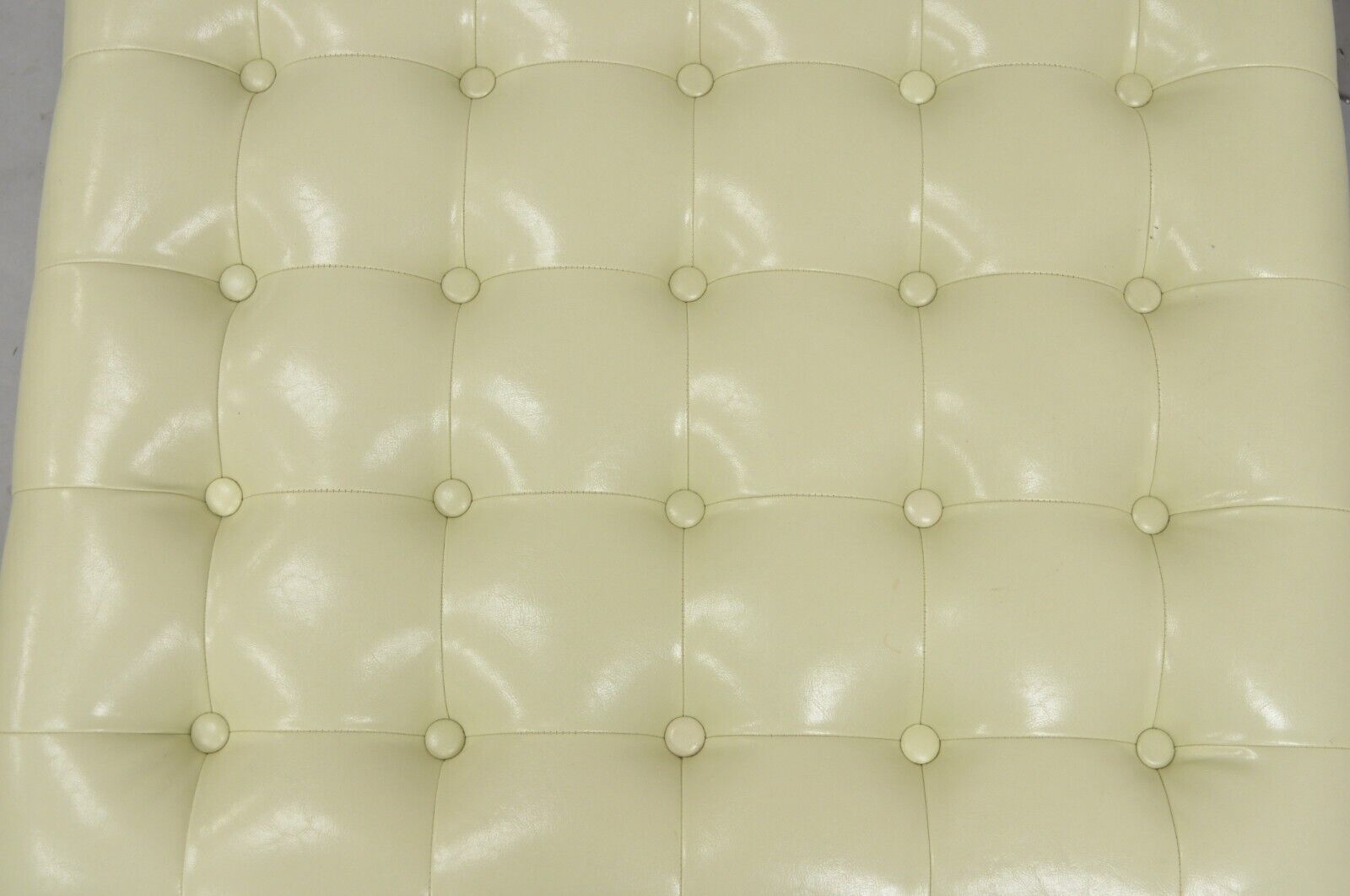 Modern Pearl Bonded Leather Steel Frame Button Tufted Square Cocktail Ottoman