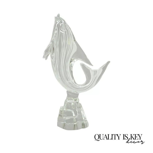 Vintage Vetri Murano Crystal Glass 9" Italian Dolphin Fish Figure Sculpture