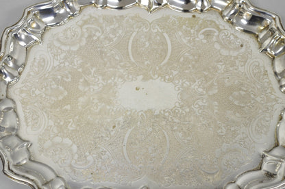 Vintage Kent Silversmiths Scalloped Silver Plated Serving Tray Trinket Dish