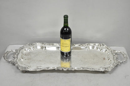 Vintage Sheffield Baroque Silver Plated Long Narrow Serving Platter Bar Tray