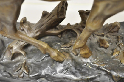 "Walking Deer" Bronze Stag Statue Sculpture on Marble Base After Charles Paillet