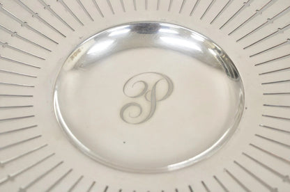 English Edwardian Grapevine Repousse Silver Plated "P" Round Serving Platter