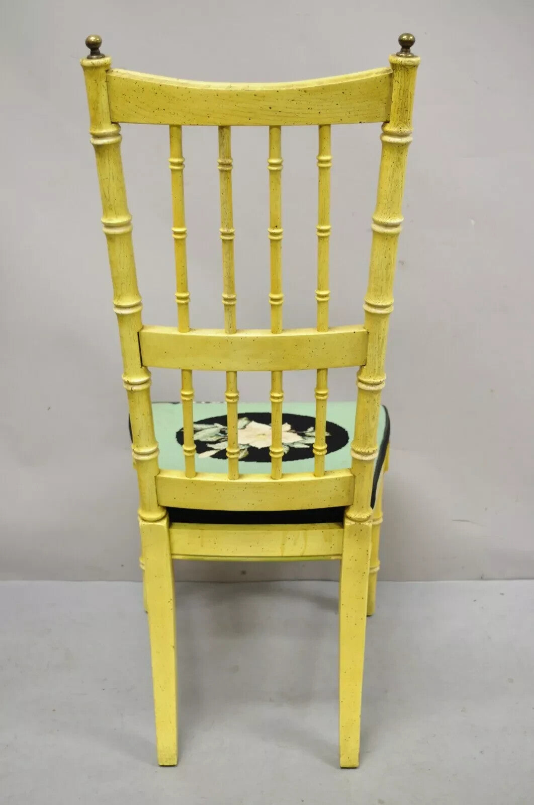 Vintage Thomasville Hollywood Regency Yellow Faux Bamboo Dining Chair - Set of 6