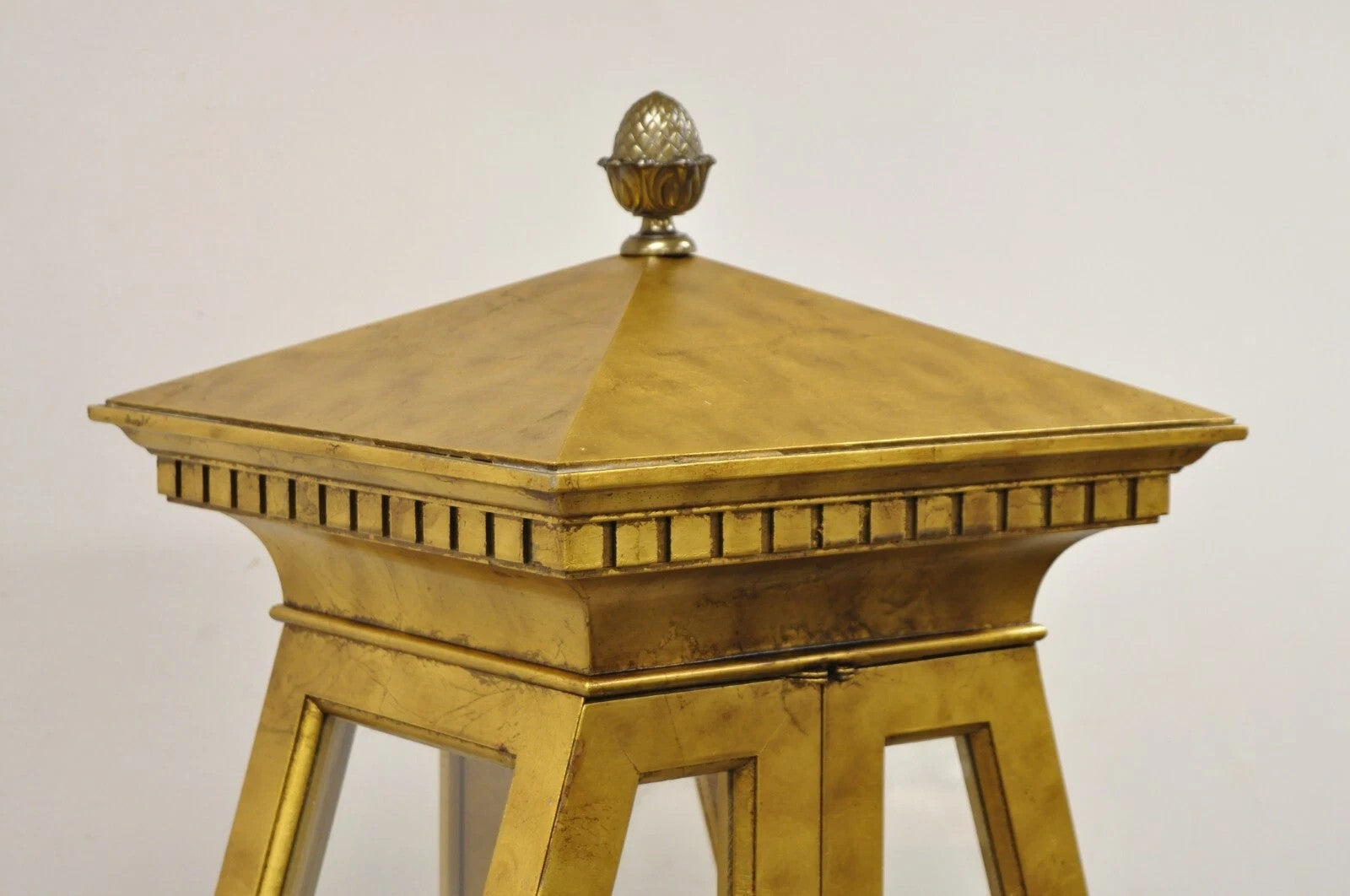 Vintage Hollywood Regency Gold Gilt Diamond Shaped Etagere Curio Display Cabinet