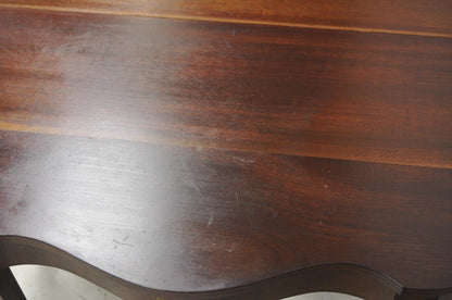 Antique Sheraton Federal Mahogany Urn Inlay Flip Serpentine Console Game Table