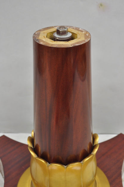 Vintage French Regency Style Mahogany & Gold Gilt Plume Table Pedestal Base (B)