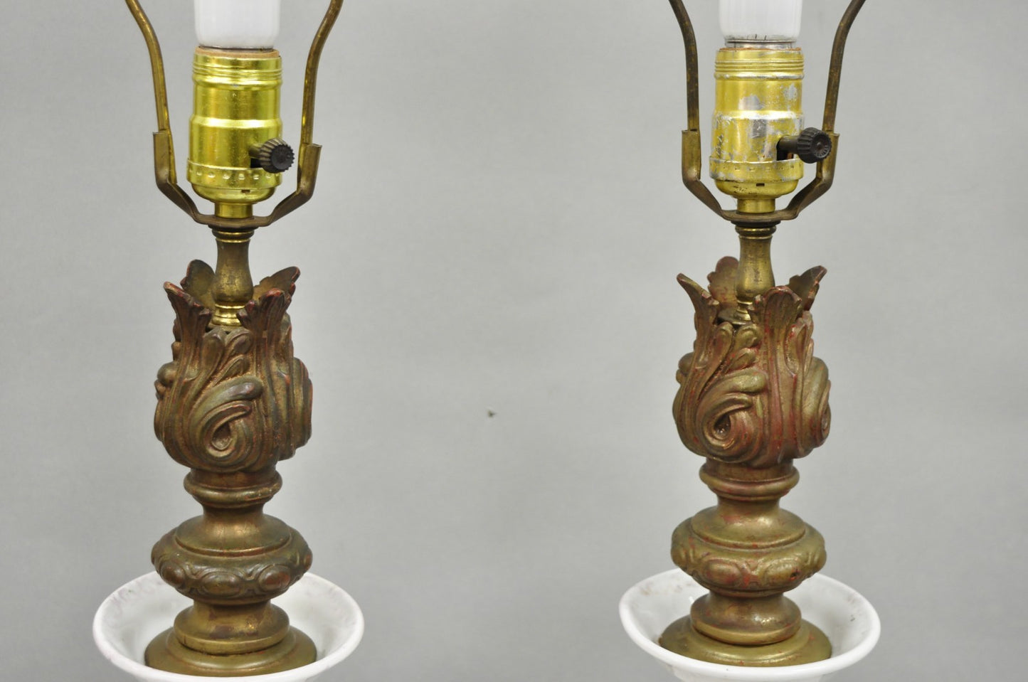 Antique French Renaissance Victorian Porcelain Urn Figural Cameo Table Lamp Pair