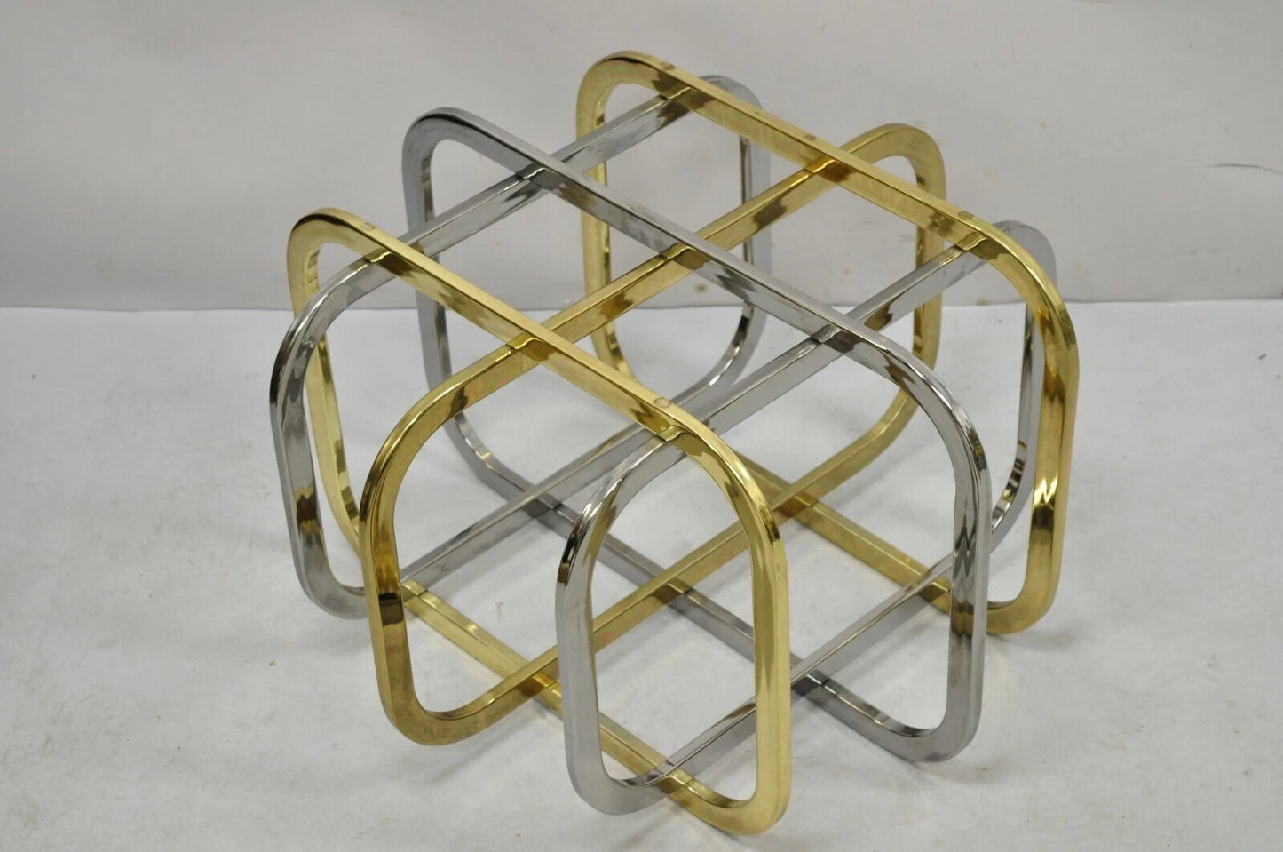 Mid Century Modern Pierre Cardin Style Brass & Chrome Glass Top Coffee Table