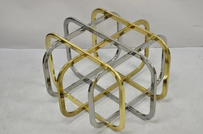 Mid Century Modern Pierre Cardin Style Brass & Chrome Glass Top Coffee Table