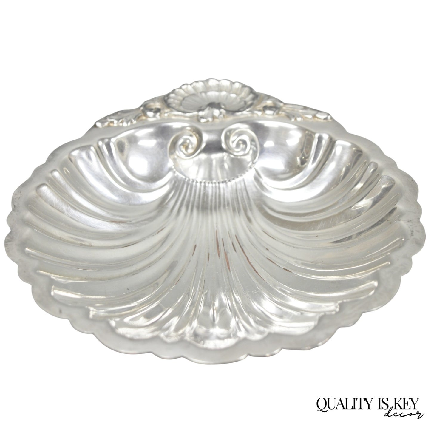 Vintage English Regency Style Silver Plated Small Clam Shell Trinket Dish