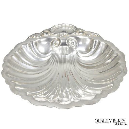 Vintage English Regency Style Silver Plated Small Clam Shell Trinket Dish