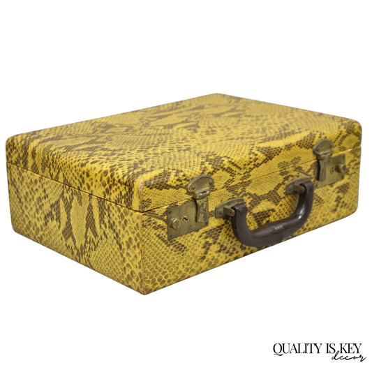 Vintage Mid Century Modern Faux Python Snakeskin Travel Toiletry Case Suitcase