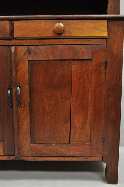 Antique Primitive Country Farmhouse Pine & Cherry Hutch Cupboard China Cabinet