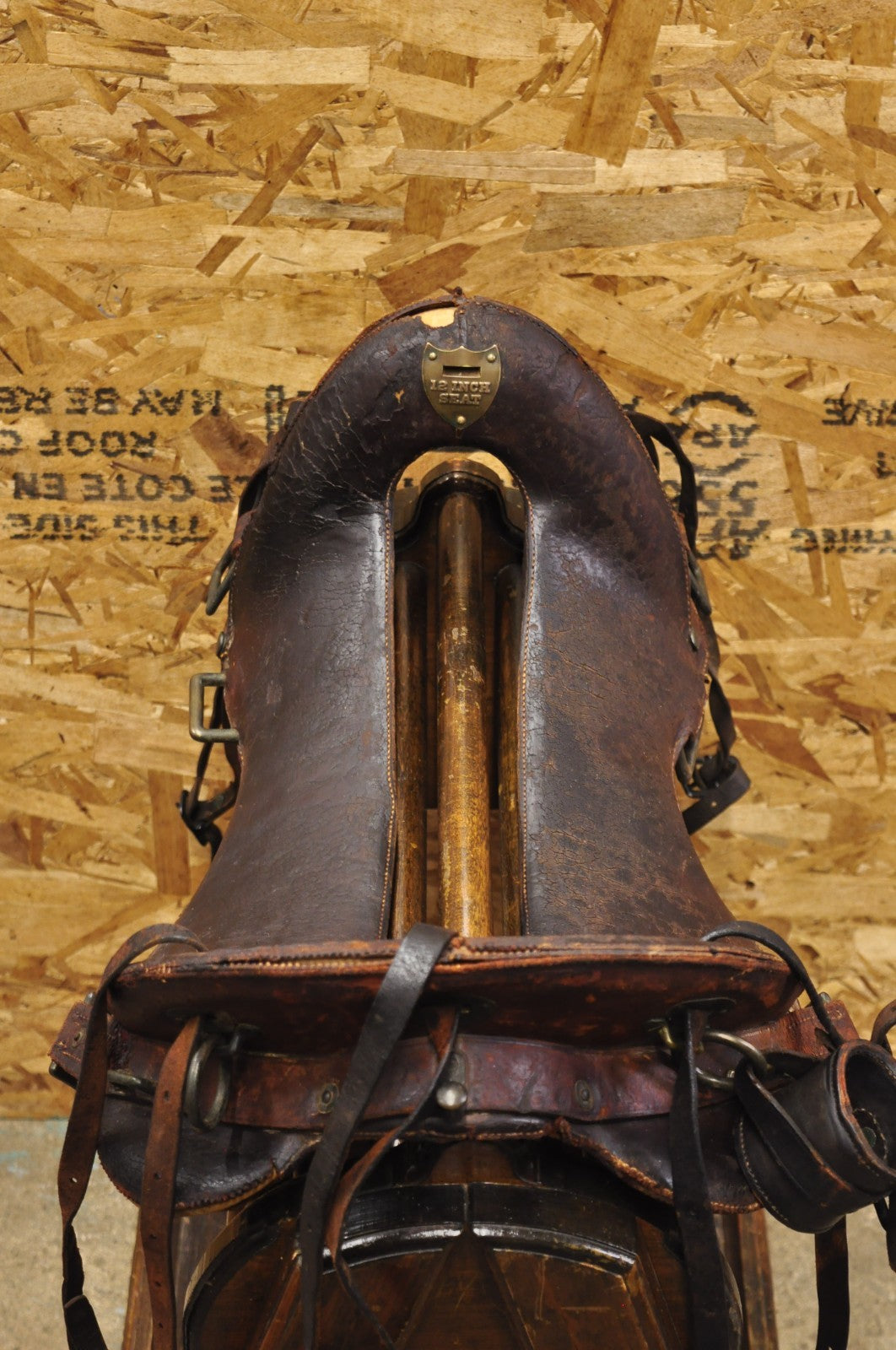 Antique McClellan Brown Leather 12 inch WWI Calvary Horse Saddle, Circa 1900